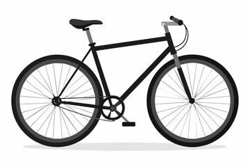 Fototapeta na wymiar Bicycle black, clear flat vector illustration on white background