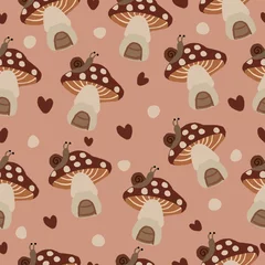 Deurstickers Seamless pattern with mushrooms  © AnaFlvia