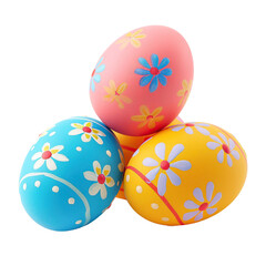 Easter eggs isolated on white or transparent background
