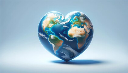 A heart made of the earth is shown on a white background ,World Health Day.