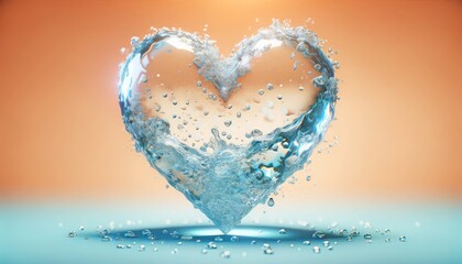 A heart made of water is floating on a surface ,World Health Day.