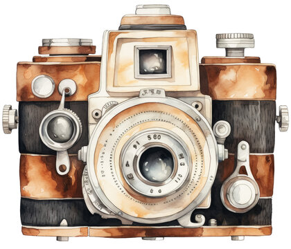 Classic rangefinder camera watercolor