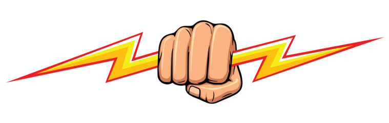 fist hand holding lightning bolt