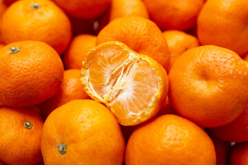 Fresh mandarin oranges background fruit, Fresh and ripe peeled. Placed neatly pattern. Except for normal space