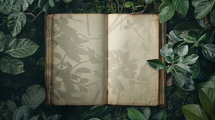 Open book with empty sheet laying on table. Background concept

