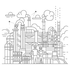 Obraz premium Outline illustration Celebration of International Workers Day or Labor Day Work happily and safely