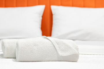 Fototapeta na wymiar Bed with pillows