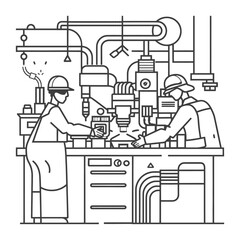 Outline illustration Celebration of International Workers Day or Labor Day Work happily and safely