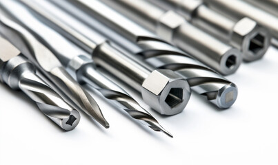 An ensemble of high-performance carbide tools tailored for the technicians needs in metalwork and engineering, isolated with white space