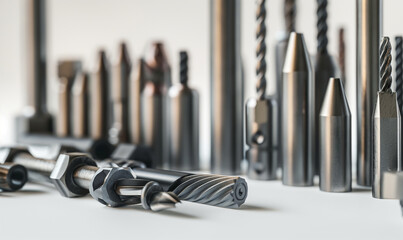 An ensemble of high-performance carbide tools tailored for the technicians needs in metalwork and engineering, isolated with white space