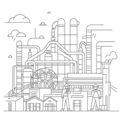 Obraz premium Outline illustration Celebration of International Workers Day or Labor Day Work happily and safely