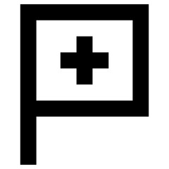 hospital flag icon, simple vector design