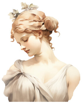 Classical bust of woman with detailed hairstyle