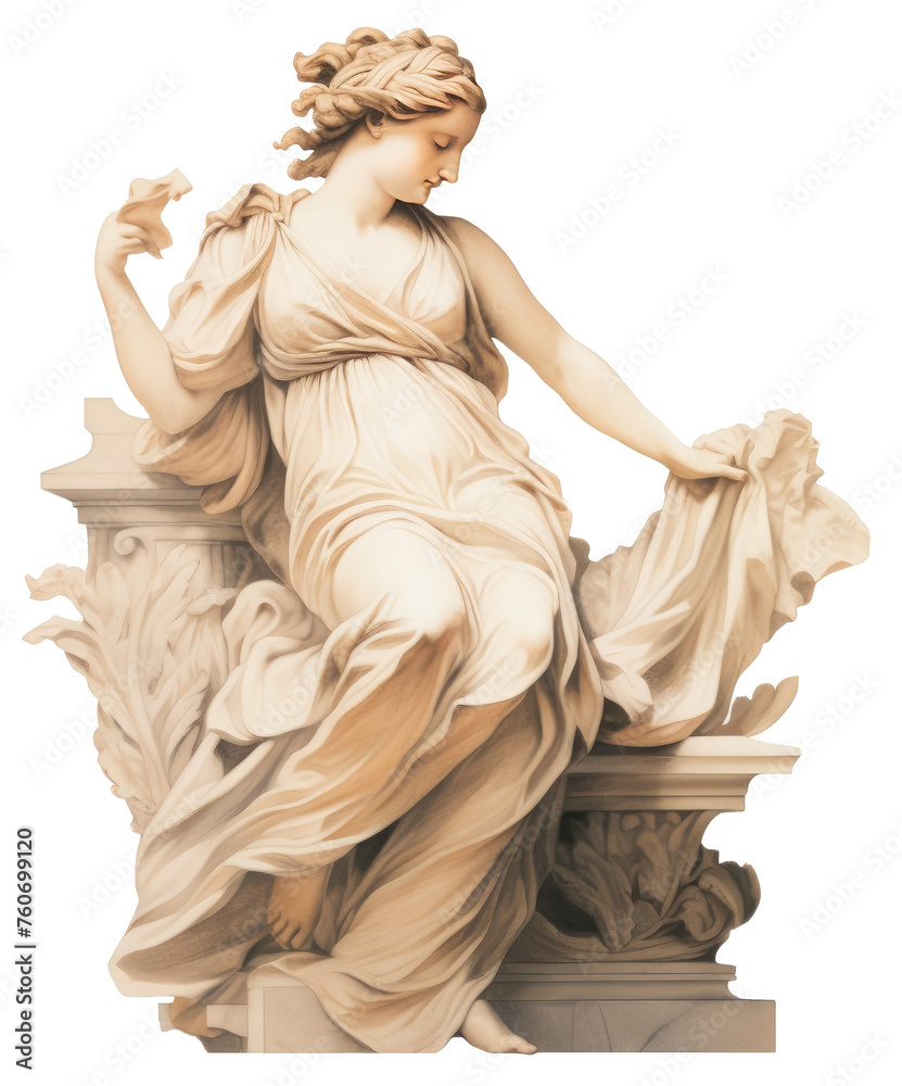 Wall mural Seated classical statue adjusting drapery