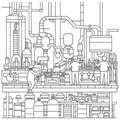 Obraz premium Outline illustration Celebration of International Workers Day or Labor Day Work happily and safely