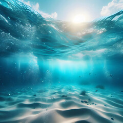 Fototapeta na wymiar water wave underwater blue ocean swimming pool wide panorama background sandy sea bottom isolated background