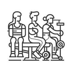 Outline illustration Celebration World Health Day exercise or workout the fitness system at the gym