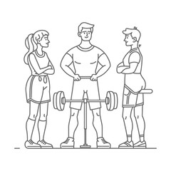 Outline illustration Celebration World Health Day exercise or workout the fitness system at the gym