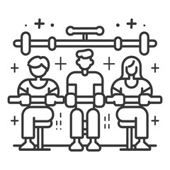 Outline illustration Celebration World Health Day exercise or workout the fitness system at the gym