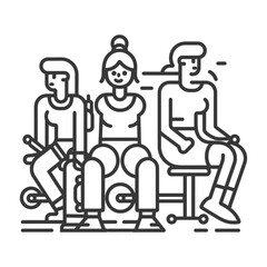 Outline illustration Celebration World Health Day exercise or workout the fitness system at the gym