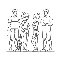 Fototapeta na wymiar Outline illustration Celebration World Health Day exercise or workout the fitness system at the gym