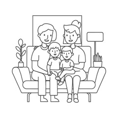 Outline illustration Celebration International Family Day family members in a positive vibes