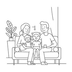 Outline illustration Celebration International Family Day family members in a positive vibes