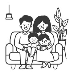 Outline illustration Celebration International Family Day family members in a positive vibes