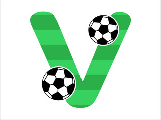 Obraz premium Alphabet Letter V with Soccer Ball Illustration