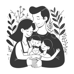 Obraz premium Outline illustration Celebration International Family Day family members in a positive vibes