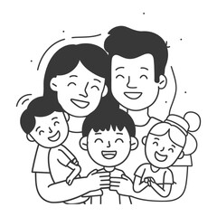 Outline illustration Celebration International Family Day family members in a positive vibes