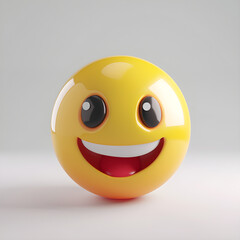 Fototapeta premium 3D rendering of smiling emoji, laughing emoji isolated on yellow background