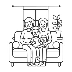 Outline illustration Celebration International Family Day family members in a positive vibes
