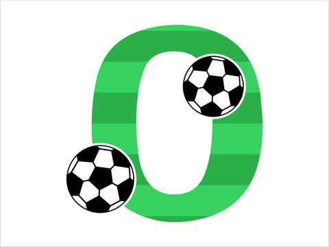 Alphabet Number 0 with Soccer Ball Illustration