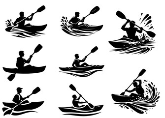 Paddling Adventure - Dynamic Kayaking Silhouettes Collection