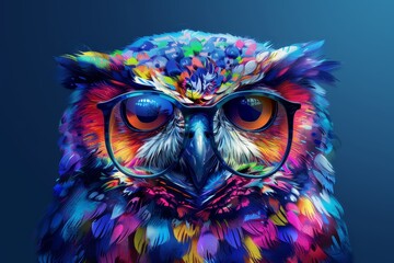 A colorful owl with glasses