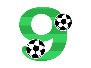 Obraz premium Alphabet Number 1 with Soccer Ball Illustration