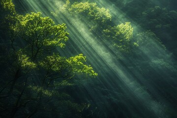 Fototapeta na wymiar Sunlight sieved through a tree canopy a natural light play