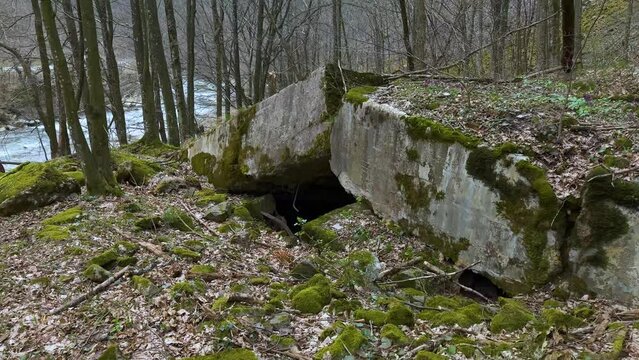 Arpad Line bunker - World War I era in a defensive position. It was blown up after the capture; there are hundreds of such bunkers in the Carpathians