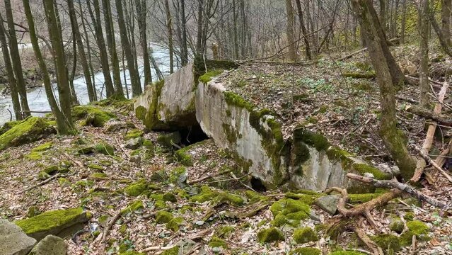 Arpad Line bunker - World War I era in a defensive position. It was blown up after the capture; there are hundreds of such bunkers in the Carpathians