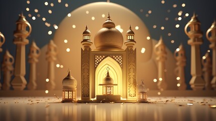 Fototapeta na wymiar Festive Greeting Card for Muslim Holy Month Ramadan