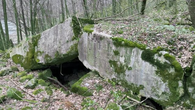 Arpad Line bunker - World War I era in a defensive position. It was blown up after the capture; there are hundreds of such bunkers in the Carpathians