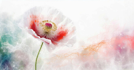 Abstrakcyjny kwiat maku. Pastelowe tło - obrazy, fototapety, plakaty