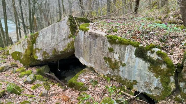 Arpad Line bunker - World War I era in a defensive position. It was blown up after the capture; there are hundreds of such bunkers in the Carpathians