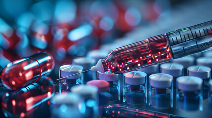 Pharmaceutical Drugs and Injection Equipment Close-Up