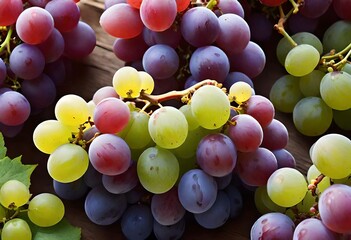 Lush clusters of grapes intertwined with delicate flowers, embodying the essence of fruitful abundance, captured in mesmerizing detail by an HD camera