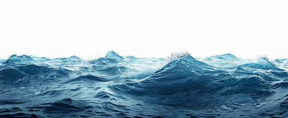 Water, blue water surface with wave isolated on a white background. Sea water surface cut out - obrazy, fototapety, plakaty