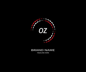 OZ LETTER LOGO Design ONE BLACK BACKGROUND
