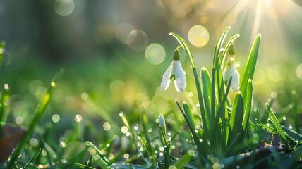 Beautiful greeting card with Snowdrop flowers