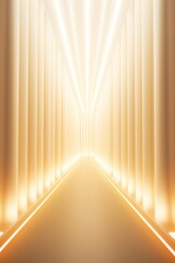 Ivory neon tunnel entrance path design seamless tunnel lighting neon linear strip backgrounds 3d